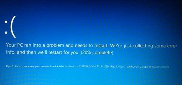 Een van de schermen die je te zien kunt krijgen na een error tijdens de Windows 10 update of installatie.