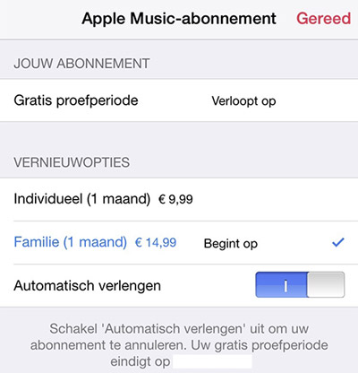 Apple Music opzeggen.