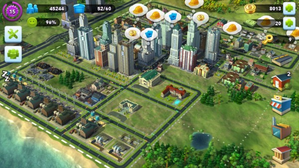 Een schermafbeelding van Simcity Buildit.