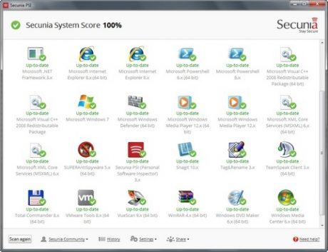 Secunia checkt automatisch of er nieuwe software en drivers beschikbaar zijn.