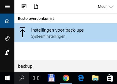 backup maken Windows 10 start.