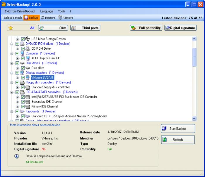 DriverBackup maakt een backup van alle drivers op een Windows 10 computer of laptop.