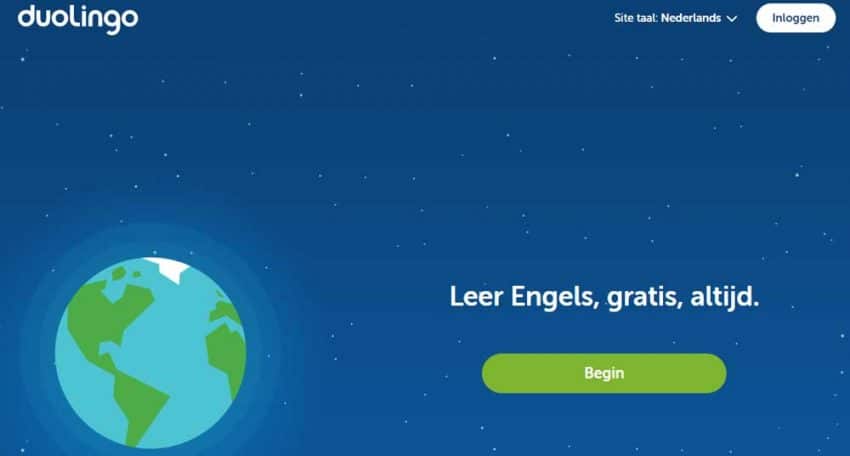 Met de DuoLingo app leer je gratis Engels, Frans of Duits.