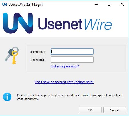 Instellen Usenet Wire.